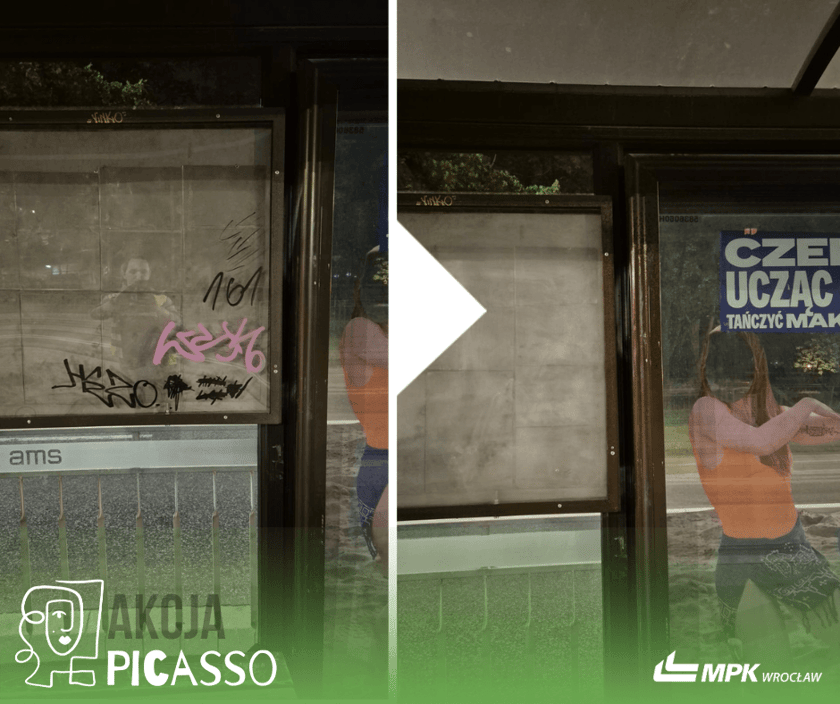 Wrocław usuwa nielegalne graffiti i nienawistne hasła z przystanków