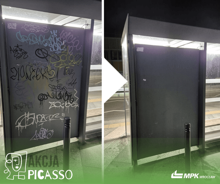 Wrocław usuwa nielegalne graffiti i nienawistne hasła z przystanków