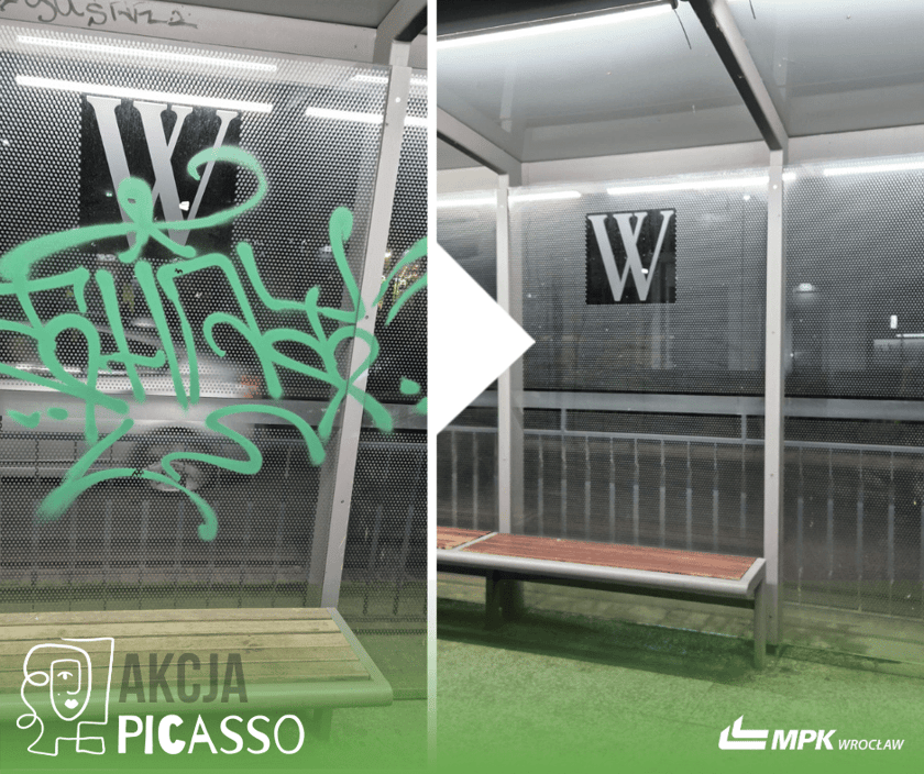 Wrocław usuwa nielegalne graffiti i nienawistne hasła z przystanków