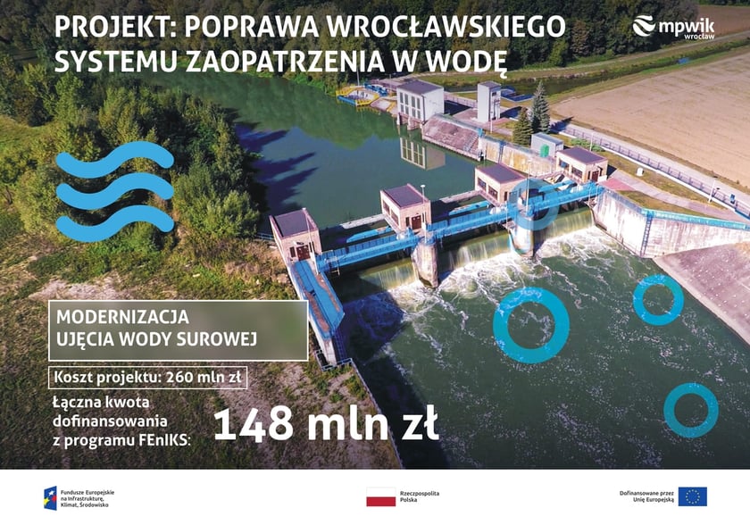 Konferencja prasowa wok&oacute;ł projektu &bdquo;Poprawa wrocławskiego systemu zaopatrzenia w wodę&rdquo;, kt&oacute;ry dofinansowano z unijnego programu FEniKS