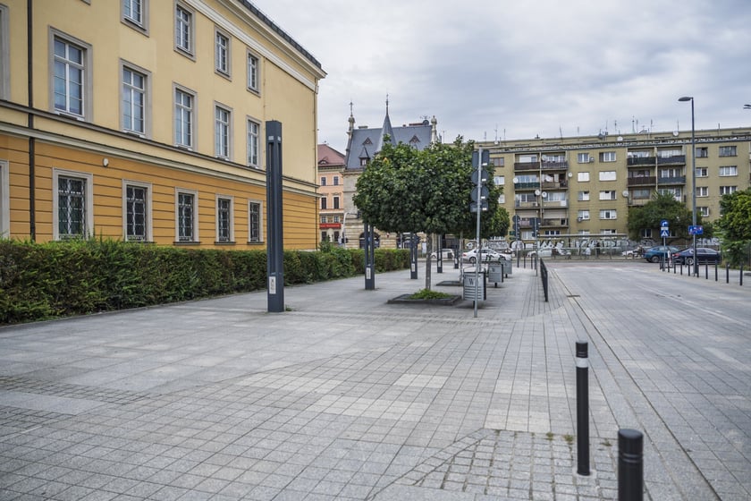 Ulica Zamkowa przed nowymi nasadzeniami - sierpień 2025 r.