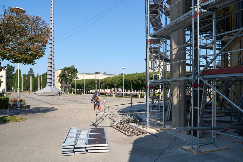 Hala Stulecia - rozpoczyna się wielkie czyszczenie elewacji, 13 sierpnia 2025 rok