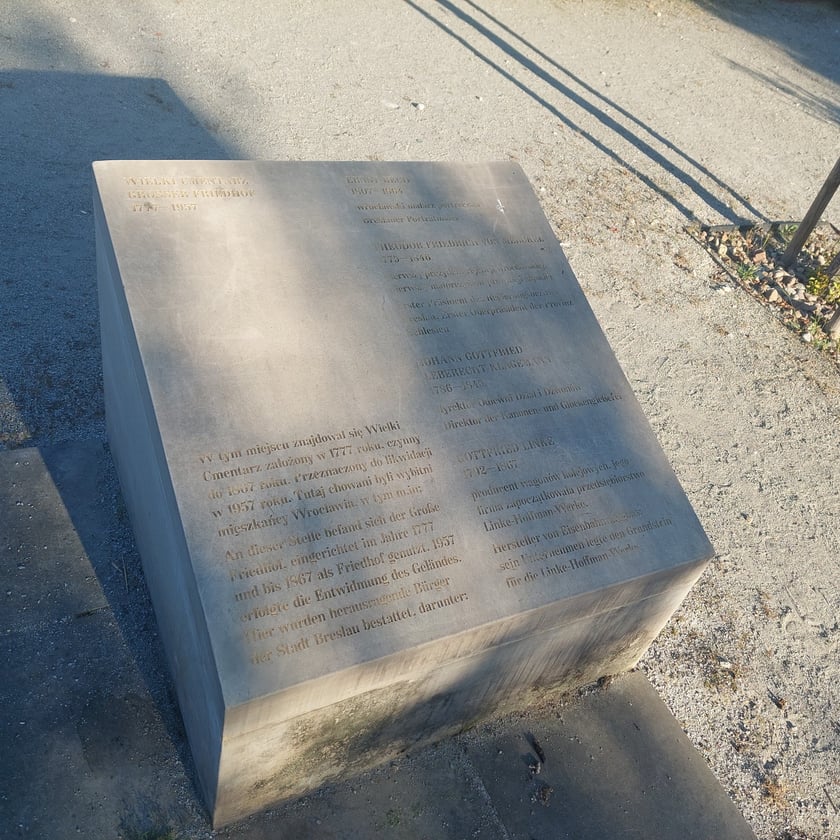 Tablica upamiętniające Wielki Cmenatrz, splantowany 1957 roku
