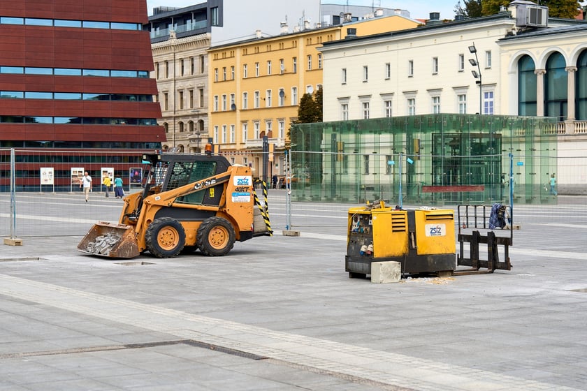 Pierwsze dni prac budowlanych na pl. Wolności, 2 września 2025