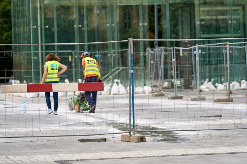 Pierwsze dni prac budowlanych na pl. Wolności, 2 września 2025