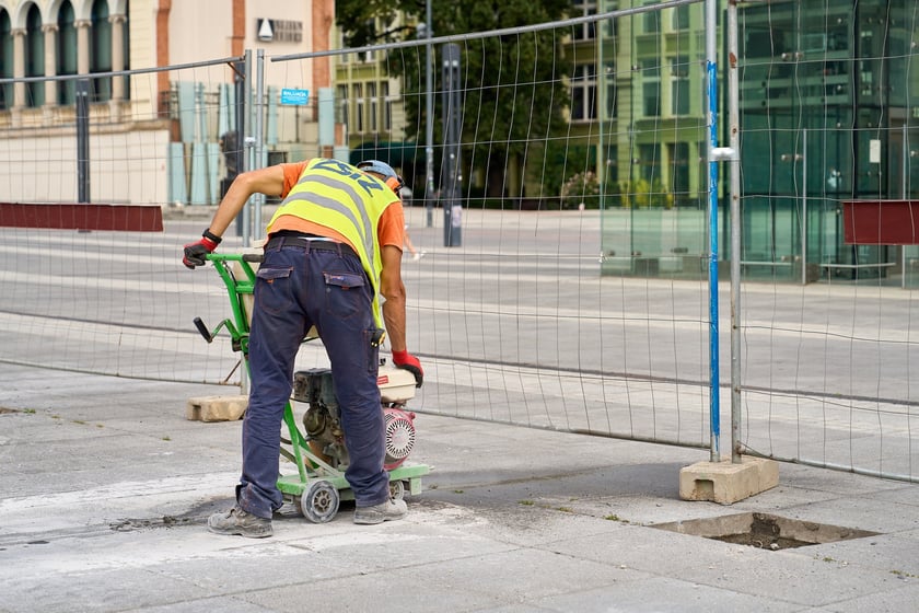 Pierwsze dni prac budowlanych na pl. Wolności, 2 września 2025