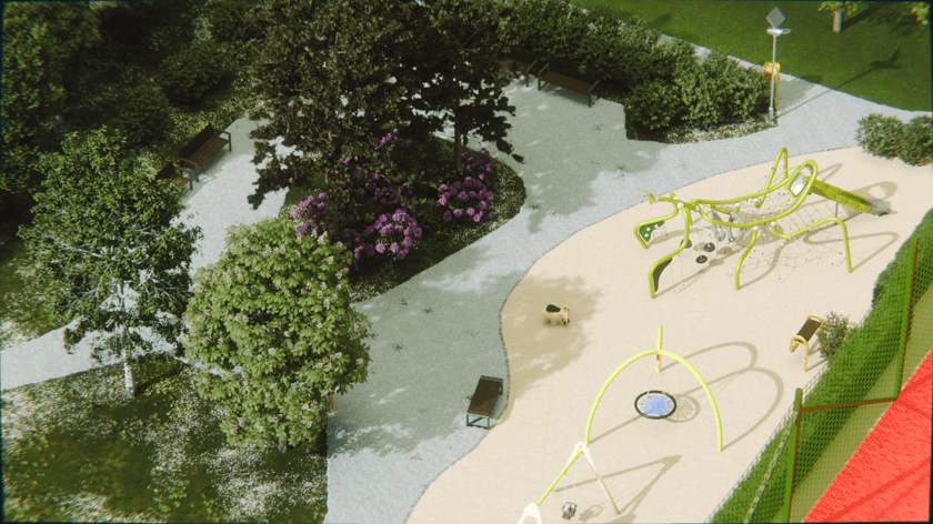 Wizualizacje zmian i nowego placu zabaw na podwórku w kwartale ulic Komuny Paryskiej, Krasińskiego, Worcella i Pułaskiego na Przedmieściu Oławskim