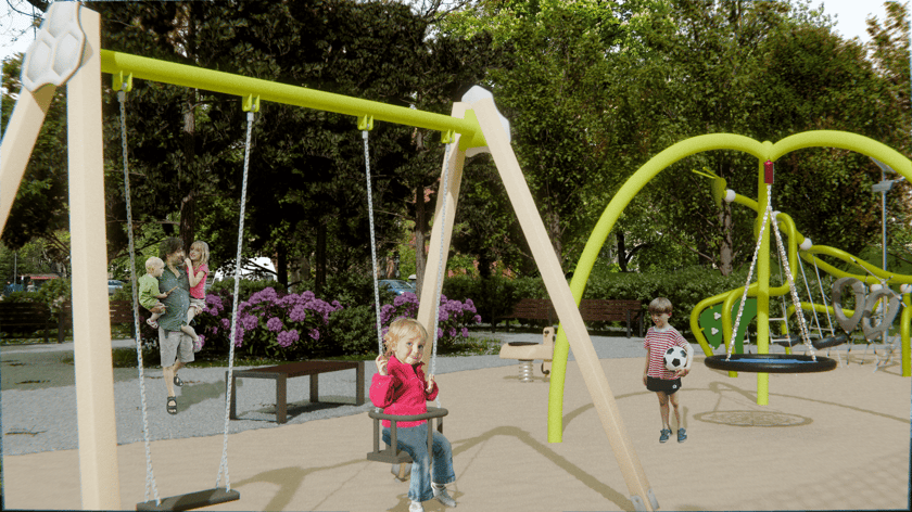 Wizualizacje zmian i nowego placu zabaw na podwórku w kwartale ulic Komuny Paryskiej, Krasińskiego, Worcella i Pułaskiego na Przedmieściu Oławskim