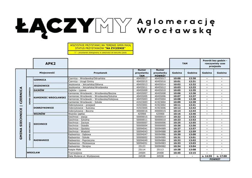 Rozkłady jazdy bezpłatnych autobus&oacute;w