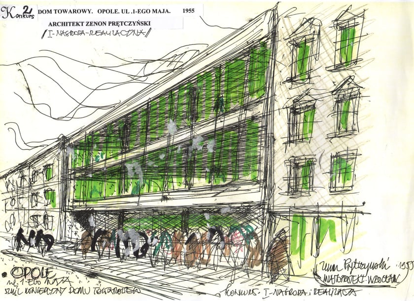 Dom towarowy w Opolu - projekt konkursowy z 1959 roku