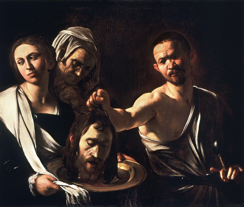 Caravaggio, &bdquo;Salome z głową Jana Chrzciciela&rdquo;, olej na pł&oacute;tnie 106 x 91 cm, ok. 1607 (Caravaggio namalował dwie wersje tej sceny)