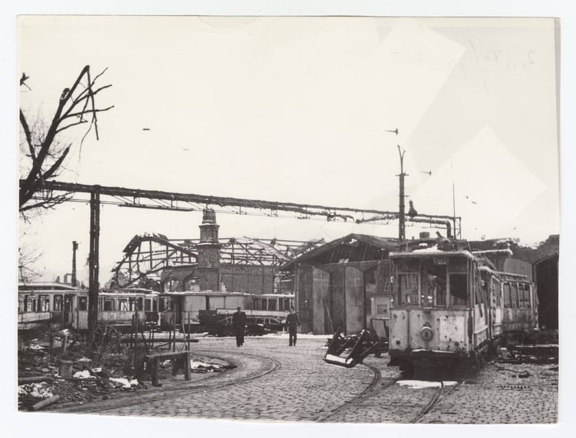 Zajezdnia tramwajowa przy ul. Grabiszyńskiej, 1946