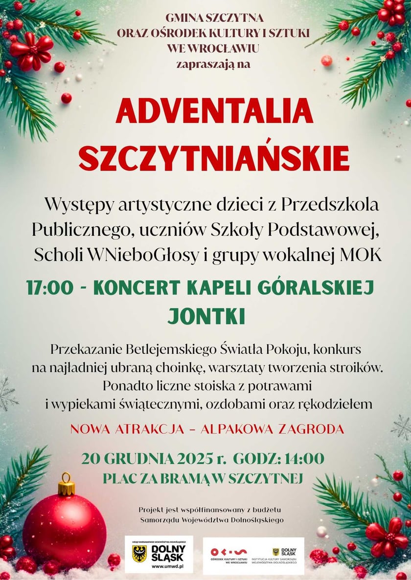 Jarmarki, koncerty kolęd i spotkania wigilijne na Dolnym Śląsku 2025. Program wydarzenia