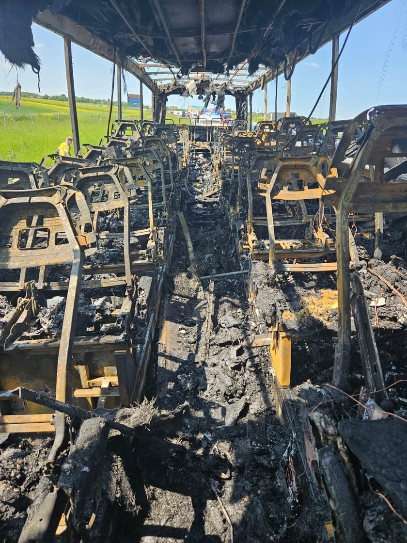 Pożar autokaru na A4