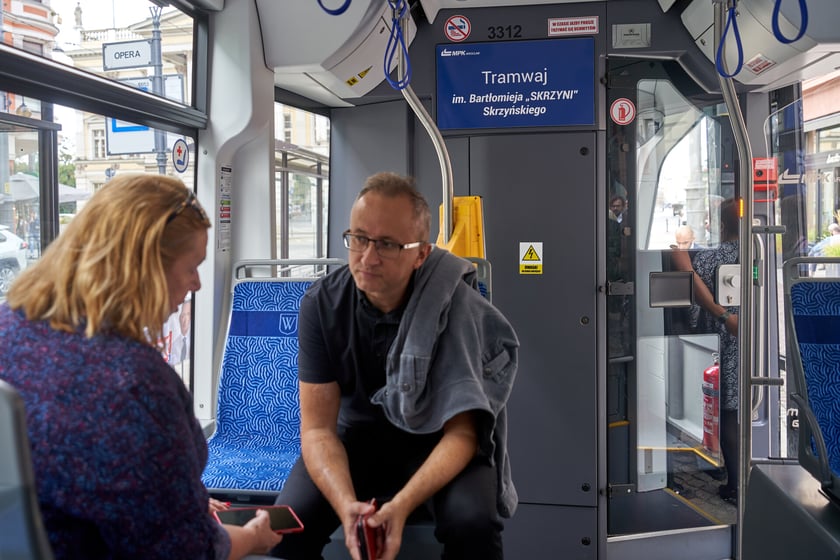 Uroczystość nadania tramwajowi im. Bartłomieja Skrzyńskiego.