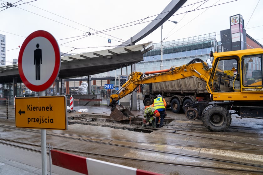 Remont torów na placu Grunwaldzkim, 14.01.2024