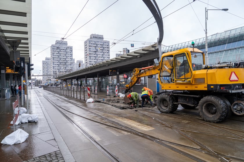 Remont torów na placu Grunwaldzkim, 14.01.2024