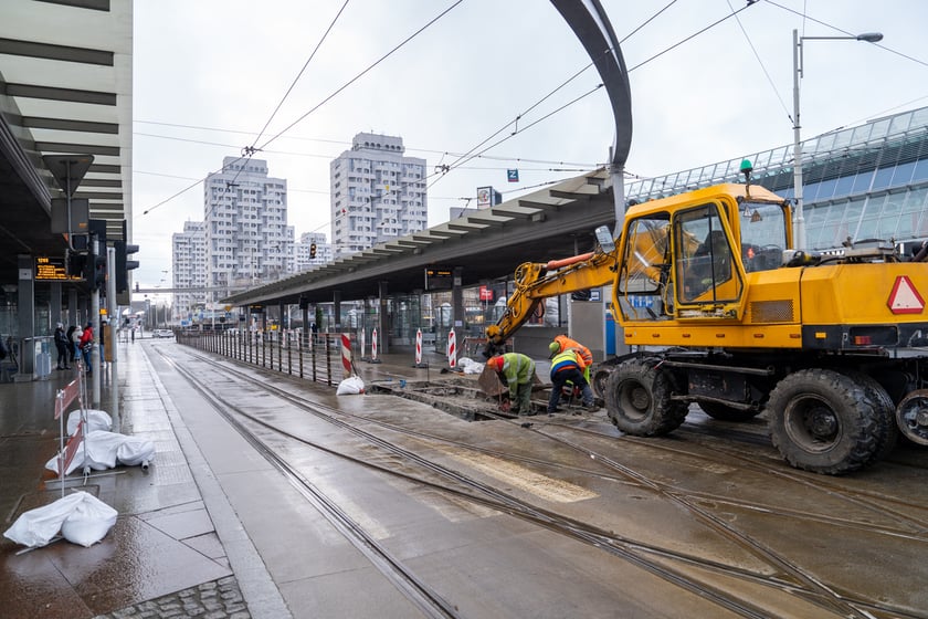 Remont torów na placu Grunwaldzkim, 14.01.2024