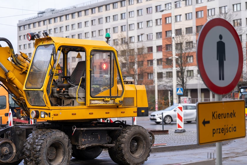 Remont torów na placu Grunwaldzkim, 14.01.2024