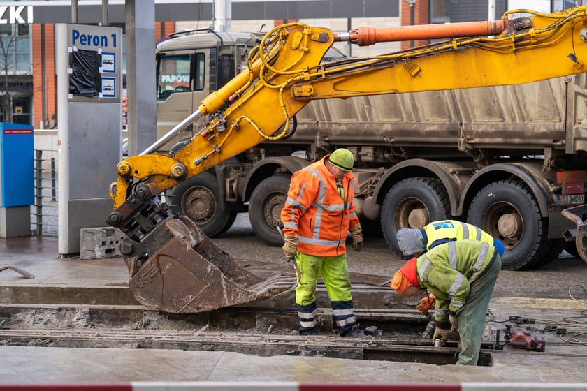 Remont torów na placu Grunwaldzkim, 14.01.2024