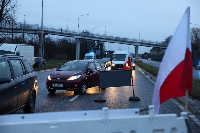 Strajk rolników - Wrocław - 12 lutego - al. Jana III Sobieskiego