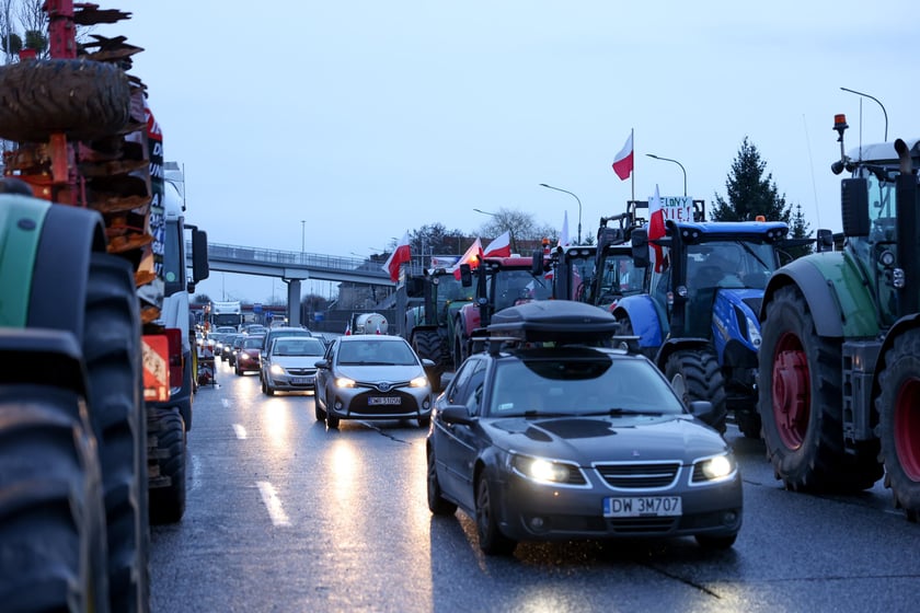 Strajk rolników - Wrocław - 12 lutego - al. Jana III Sobieskiego
