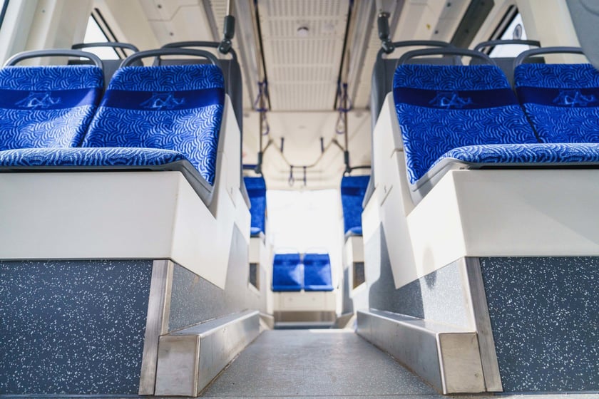 Wnętrze Pesy Twist 146N o numerze 3401 - pierwszego tego typu tramwaju w MPK Wrocław.