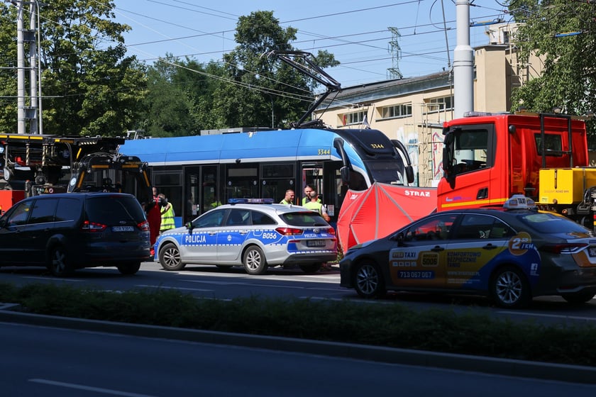 Ulica Popowicka - miejsce tragicznego wypadku, w którym pod kołami tramwaju zginął rowerzysta