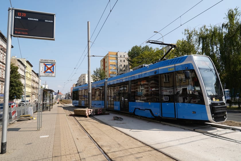 Remont torów na ulicy Grabiszyńskiej na wysokości skrzyżowania z Zaporoską i Szpitalną.