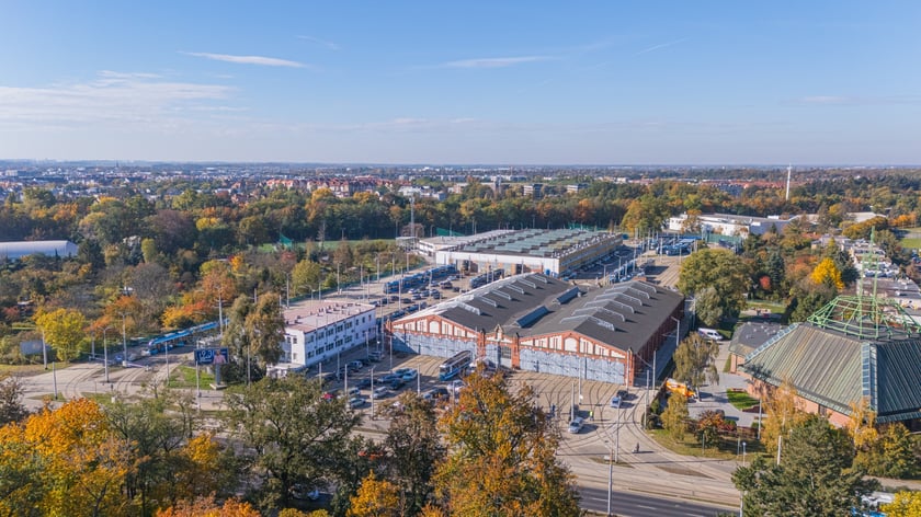 Przebudowana zajezdnia Borek z lotu ptaka