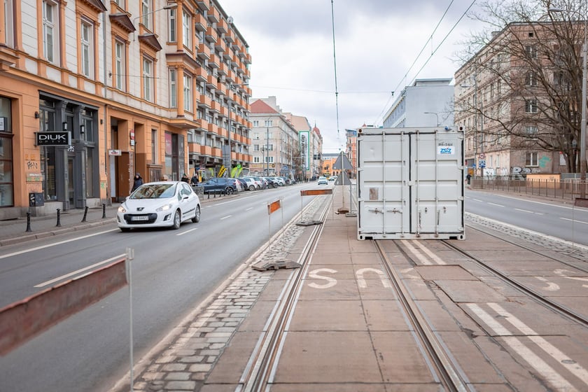 Remont torowiska na ul. Kołłątaja we Wrocławiu, 01.02.2025