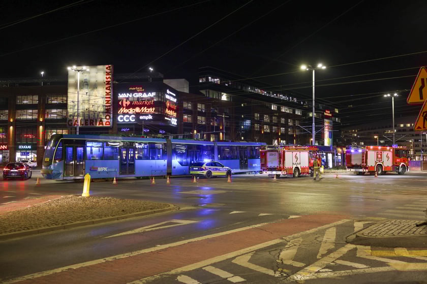 Zderzenie dwóch tramwajów na placu Dominikańskim we Wrocławiu
