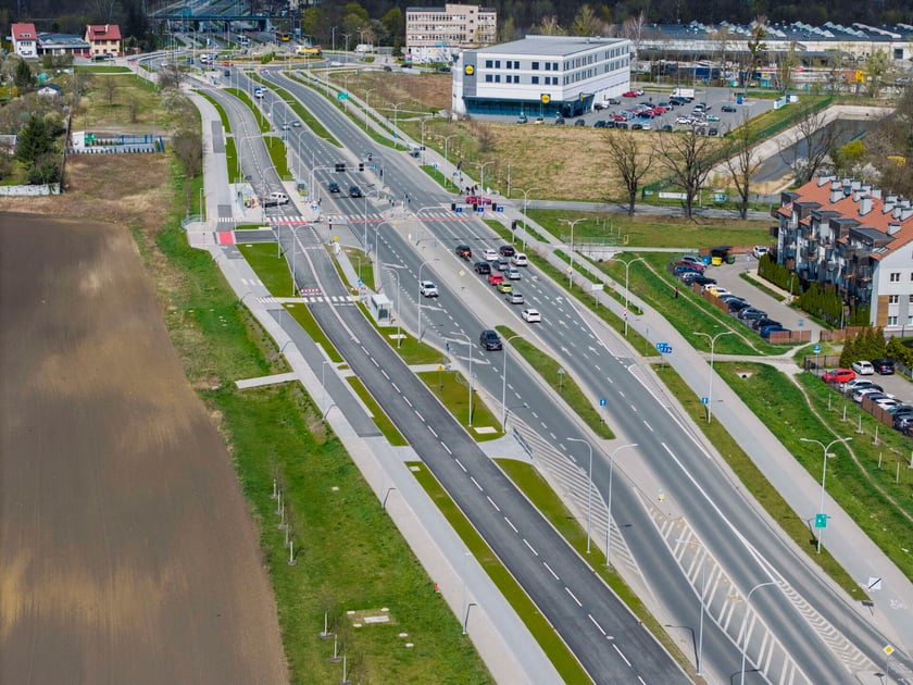 Trasa autobusowa na Jagodno z lotu ptaka