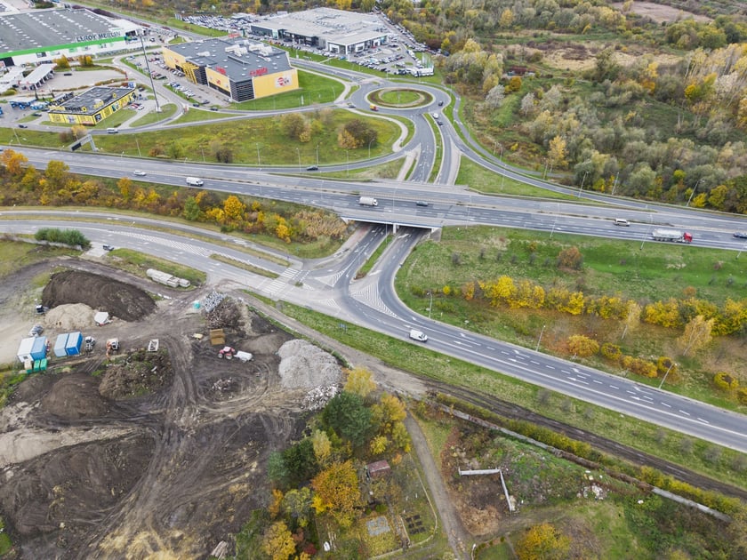 Widok na teren budowy Wschodniej Obwodnicy Wrocławia od strony al. Karkonoskiej&nbsp;