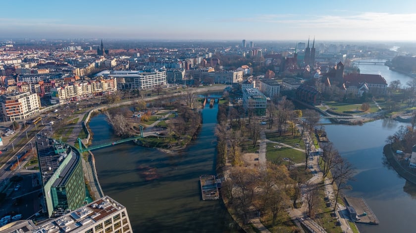 Rozpoczęcie robót budowlanych przy węźle Drobnera - Dubois. Widok z lotu ptaka