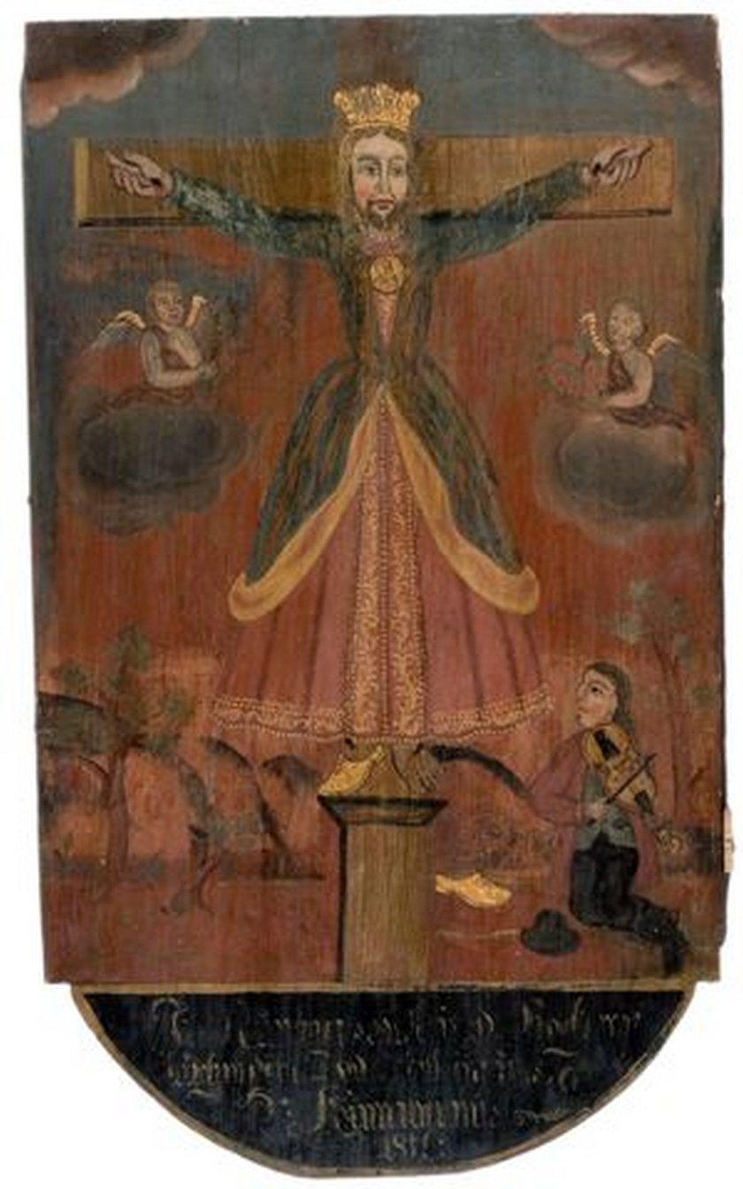 Św. Wilgefortis, obraz na desce, Dolny Śląsk, 1816 r.