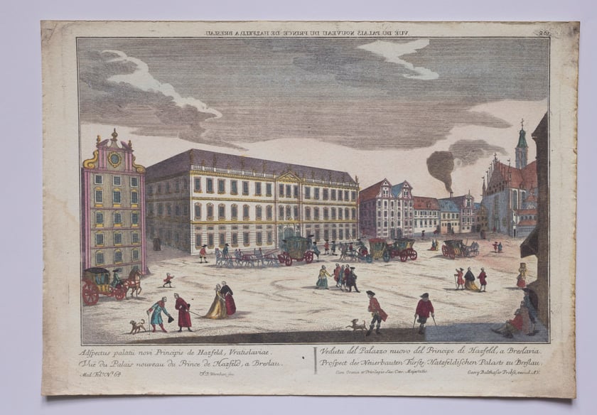 Rysunek Friedricha Bernharda Wernera &ndash; widok pałacu Hatzfeld&oacute;w od południa, ok. 1780