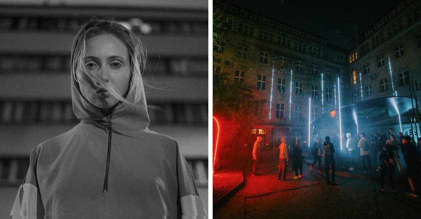 Z lewej: Justyna Wasilewska, z prawej: dziedziniec klubu Ciało