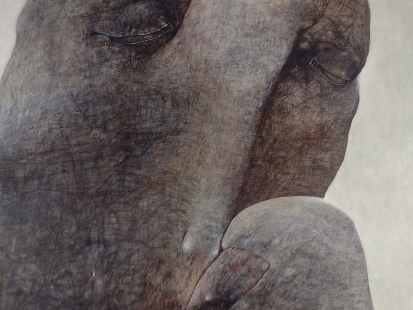Fragment obrazu Zdzisława Beksińskiego z wystawy „Beksiński we Wrocławiu” w IASE