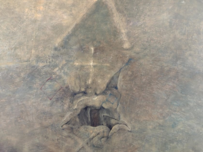 Fragment obrazu Zdzisława Beksińskiego z wystawy „Beksiński we Wrocławiu” w IASE