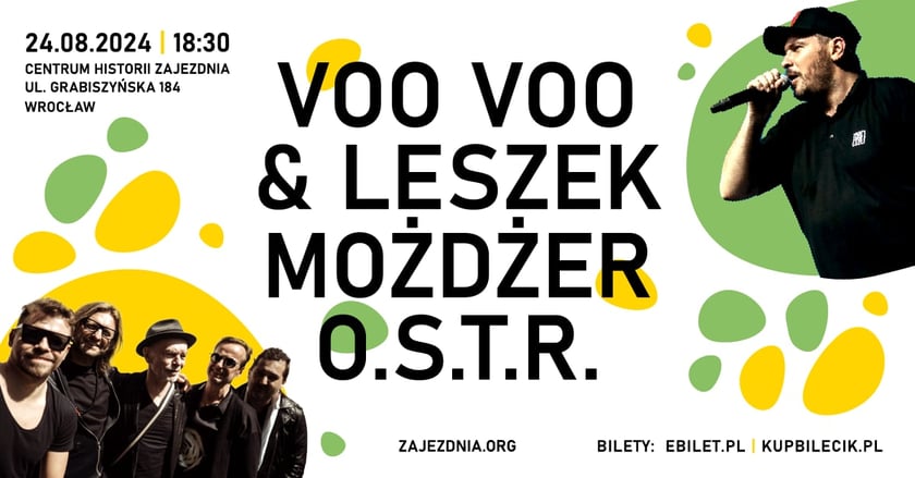 Tu zaczyna się Wrocław: Voo Voo &amp; Leszek Możdżer, O.S.T.R.
24.08.2024
Wrocław, Centrum Historii Zajezdnia
Voo Voo &amp; Leszek Możdżer oraz O.S.T.R. na koniec wakacji w Centrum Historii Zajezdnia.
Więcej informacji, w tym o biletach&nbsp;znajdziecie tutaj.