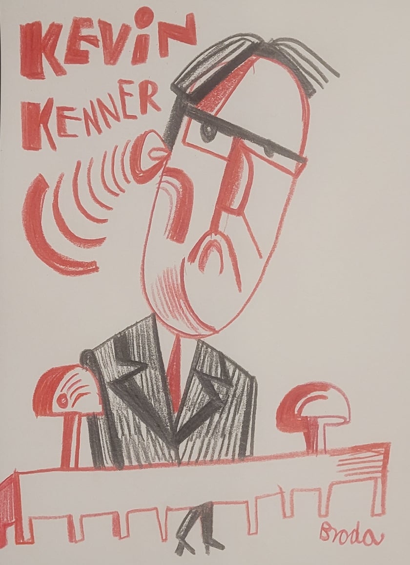 Juror Kevin Kenner, karykatura Tomasza Brody