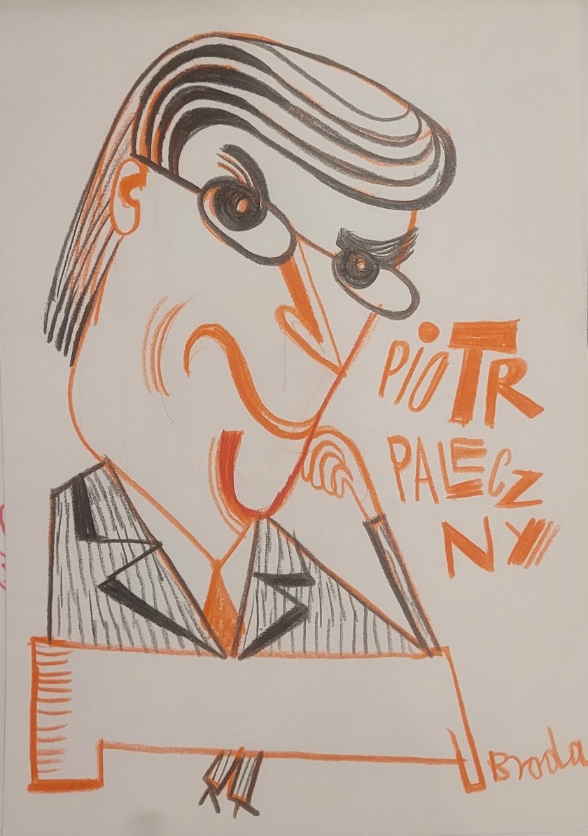 Juror Piotr Paleczny, karykatura Tomasza Brody