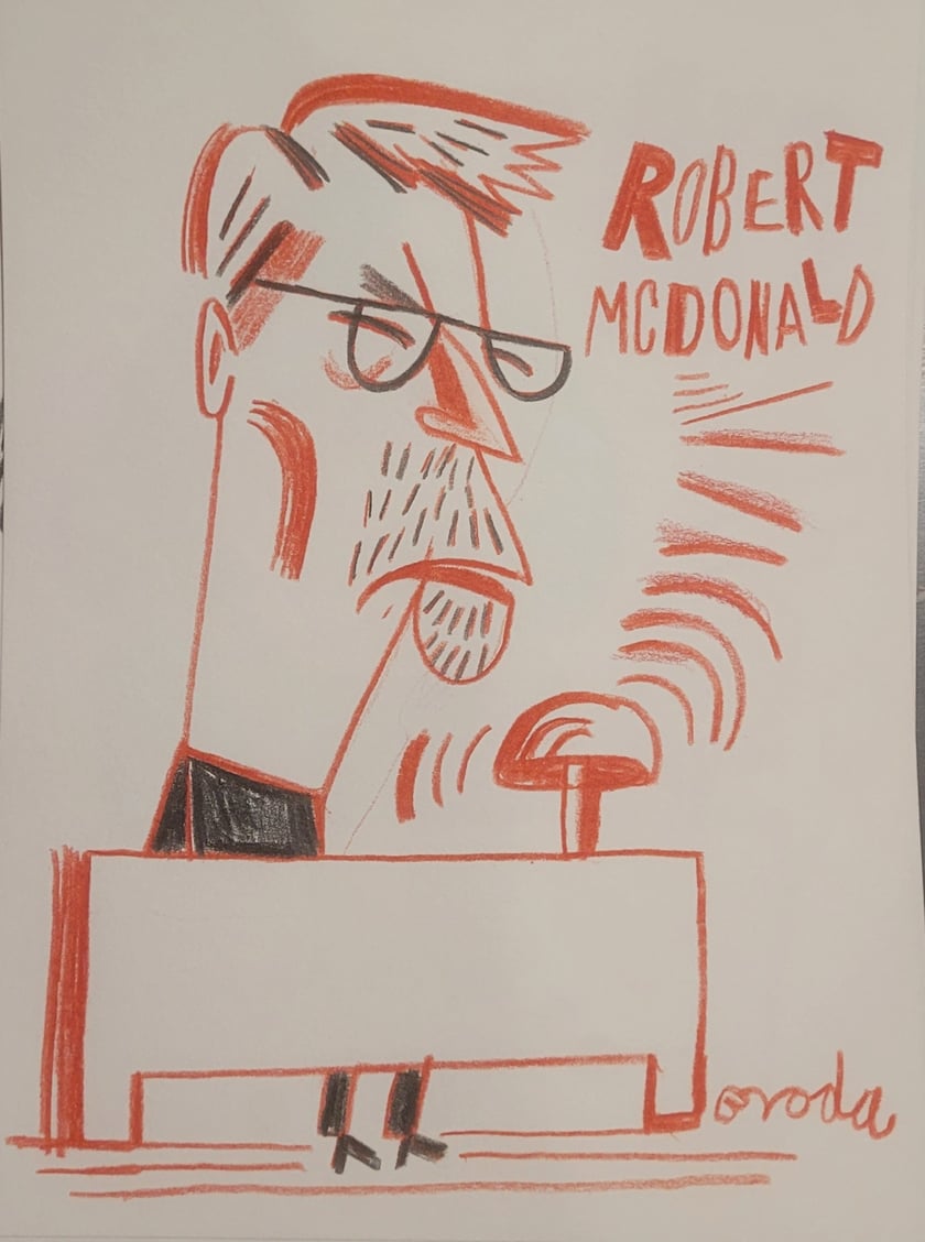 Juror Robert McDonald, karykatura Tomasza Brody