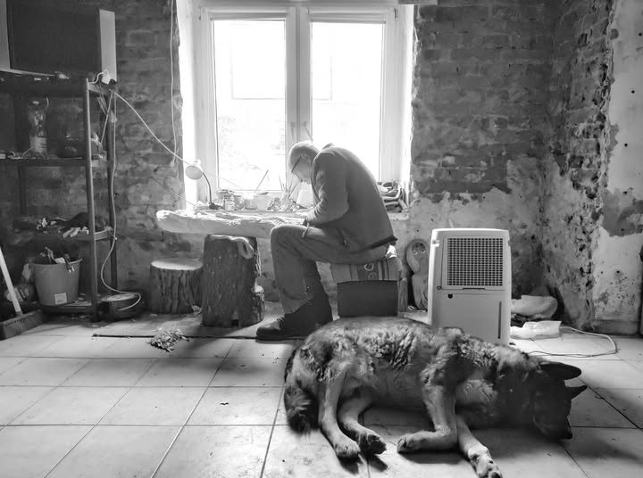 Jan Giejson podczas pracy