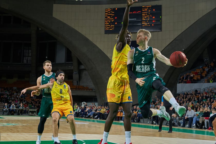 Zdjęcia z meczy Śląska Wrocław z Gran Canarią 11 stycznia 2023 w Hali Stulecia