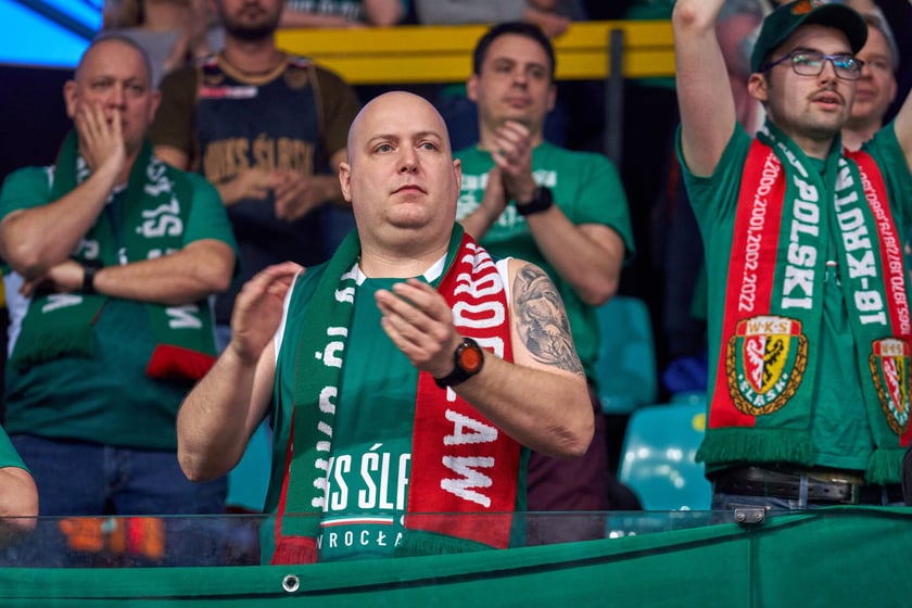 Śląsk Wrocław - Astoria Bydgoszcz w hali Orbita, zdjęcia kibiców i meczu