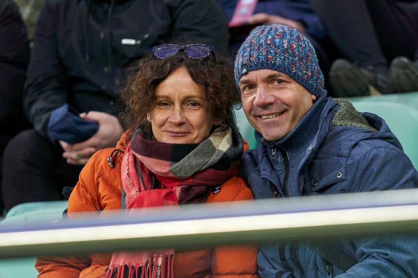Kibice na trybunach Tarczyński Arena we Wrocławiu, mecz Śląsk Wrocław - Piast Gliwice, 06.04.2023