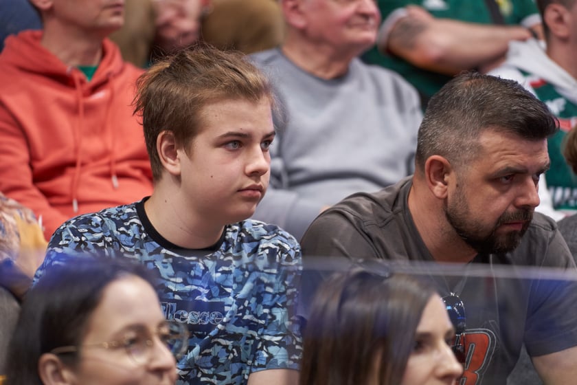 Kibice na meczu Śląska w hali Orbita 3 maja 2023