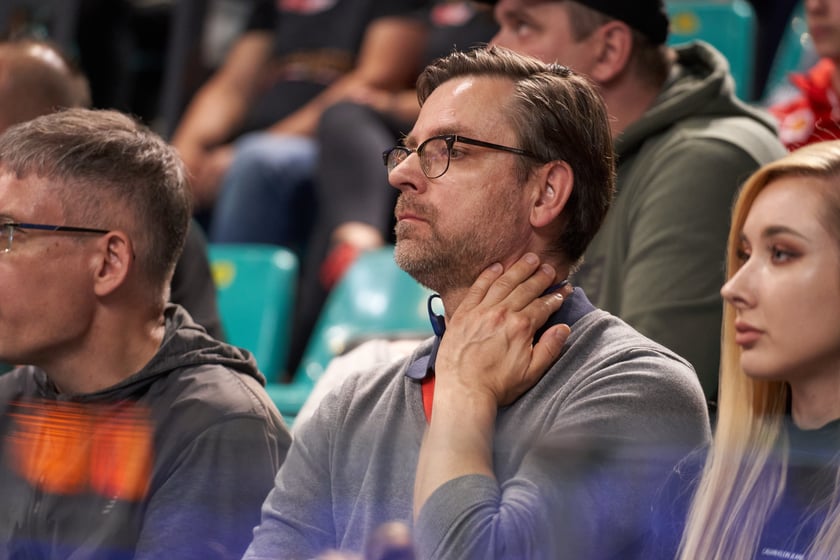 Kibice na meczu Śląska w hali Orbita 3 maja 2023